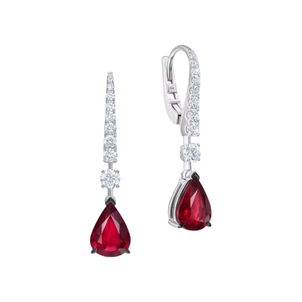 Серьги с рубинами и бриллиантами, белое золото 1
