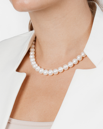 Колье с белым жемчугом и бриллиантами, белое золото 2