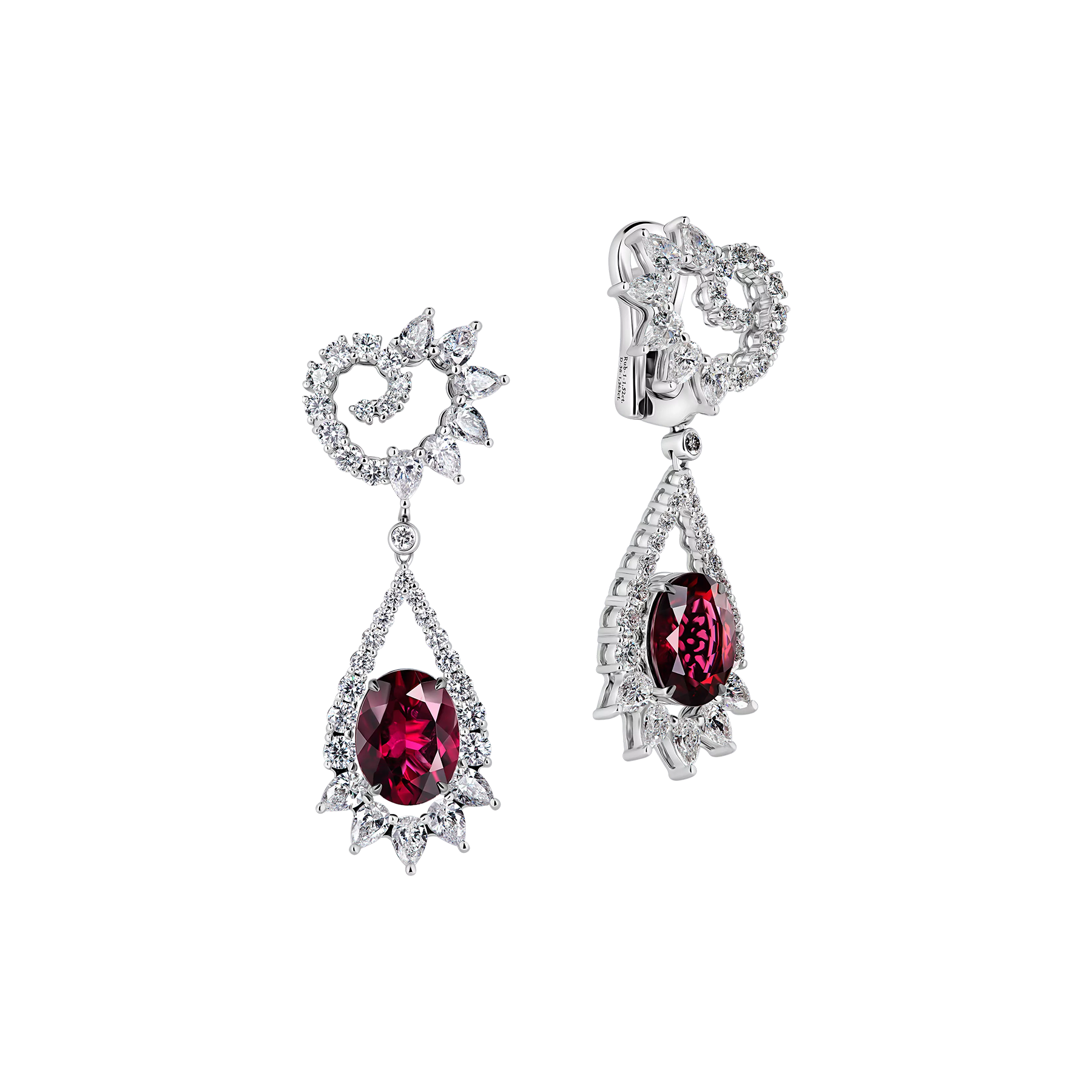 Серьги рубеллитами и бриллиантами, белое золото