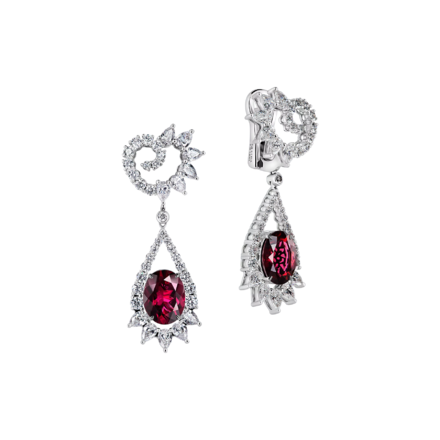 Серьги рубеллитами и бриллиантами, белое золото 1