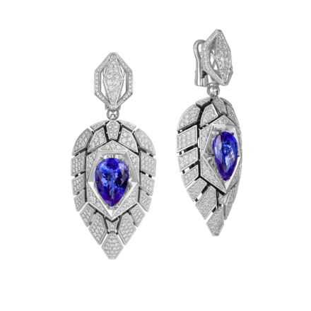 Серьги с танзанитами и бриллиантами, белое золото 1