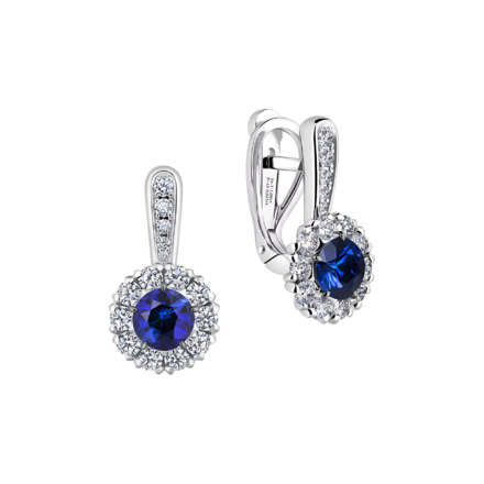 Серьги с сапфирами и бриллиантами, белое золото 1