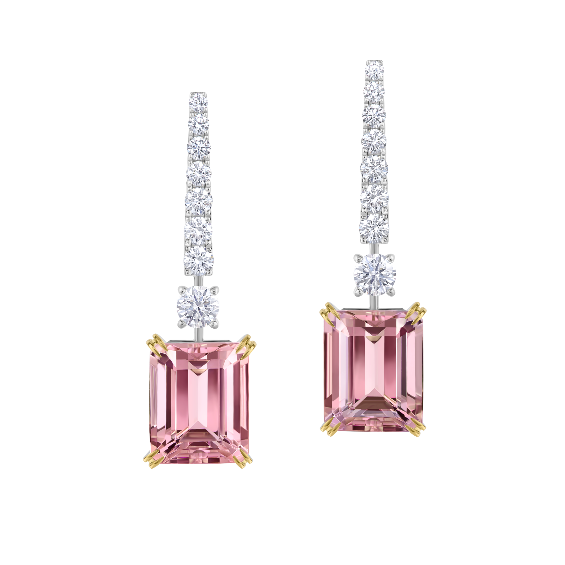 Серьги с морганитами и бриллиантами, белое золото