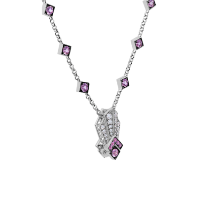 Колье с розовыми сапфирами и бриллиантами, белое золото 2
