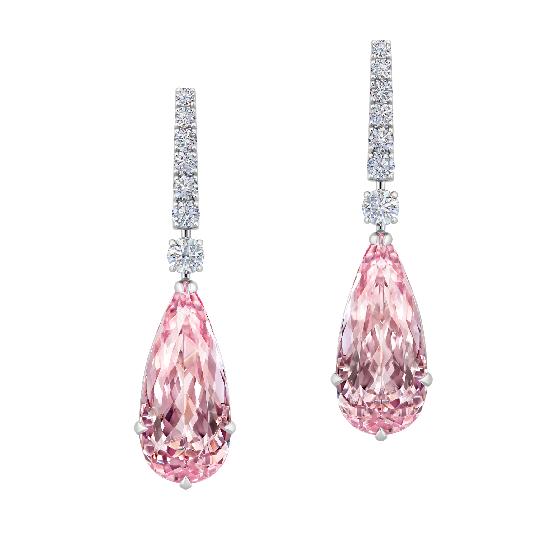 Серьги с морганитами и бриллиантами, белое золото