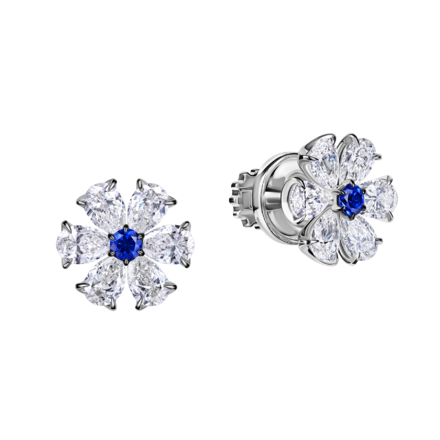 Пусеты с сапфирами и бриллиантами, белое золото 1