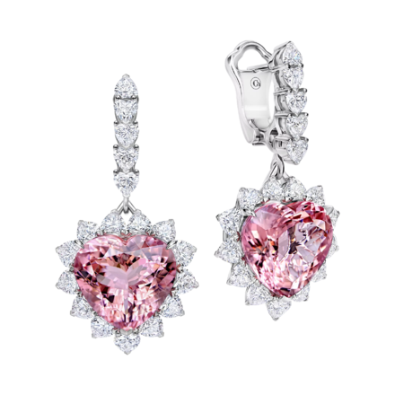 Серьги с морганитами и бриллиантами, белое золото 1