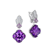 Серьги с аметистами и бриллиантами, белое золото