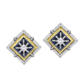 Серьги с бриллиантами и сапфирами, жёлтое и белое золото