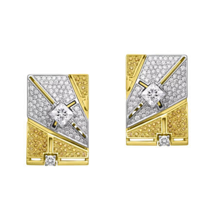 Серьги с бриллиантами, жёлтое и белое золото 2