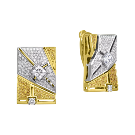 Серьги с бриллиантами, жёлтое и белое золото 1