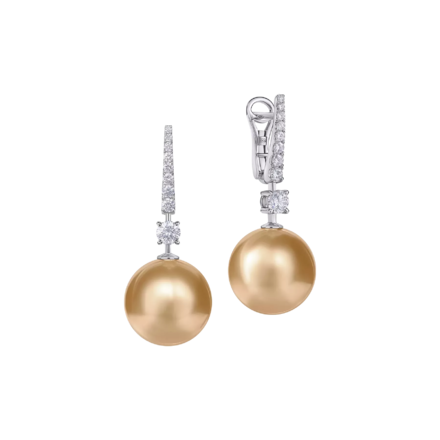 Серьги с жемчугом и бриллиантами, белое золото 1