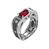 Кольцо с рубином и бриллиантами, белое золото