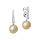 Серьги с золотым жемчугом и бриллиантами, белое золото