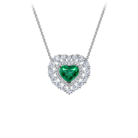 Колье с изумрудом и бриллиантами, белое золото 1