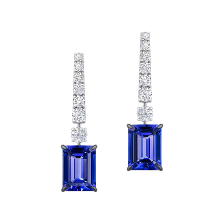 Серьги с танзанитами и бриллиантами, белое золото 1