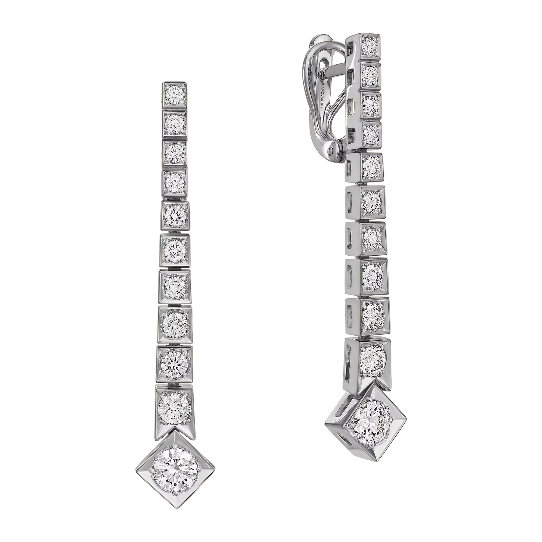 Серьги с бриллиантами, белое золото