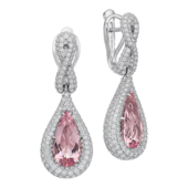 Серьги с морганитами и бриллиантами, белое золото