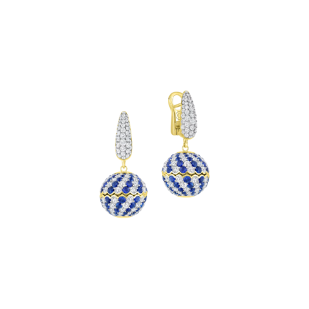 Серьги с сапфирами и бриллиантами, желтое золото 3