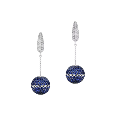 Серьги с сапфирами и бриллиантами, белое золото 2