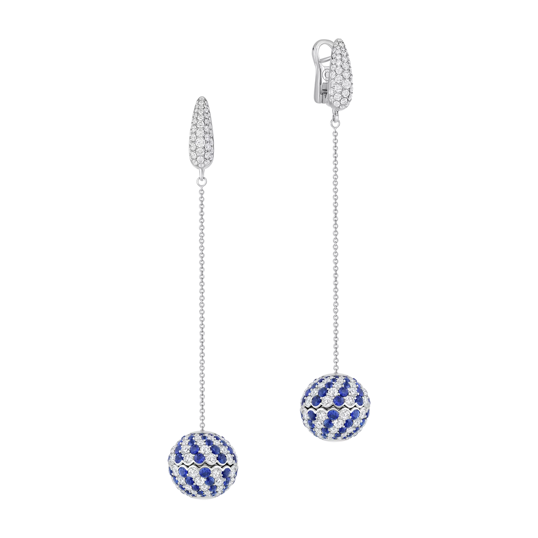 Серьги с бриллиантами и сапфирами, белое золото