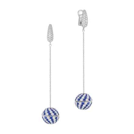 Серьги с бриллиантами и сапфирами, белое золото 1