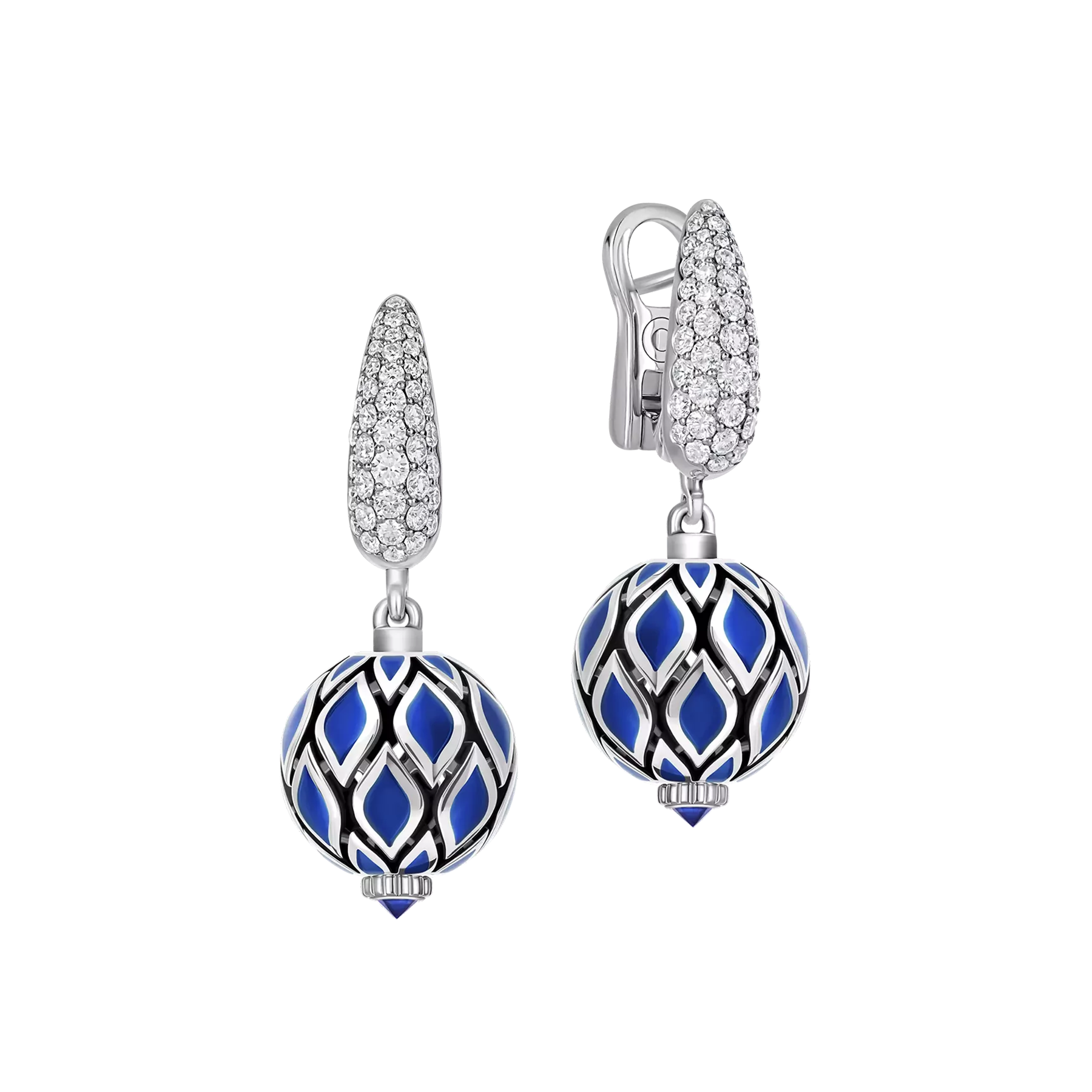 Серьги с сапфирами и бриллиантами, белое золото, н.керамика