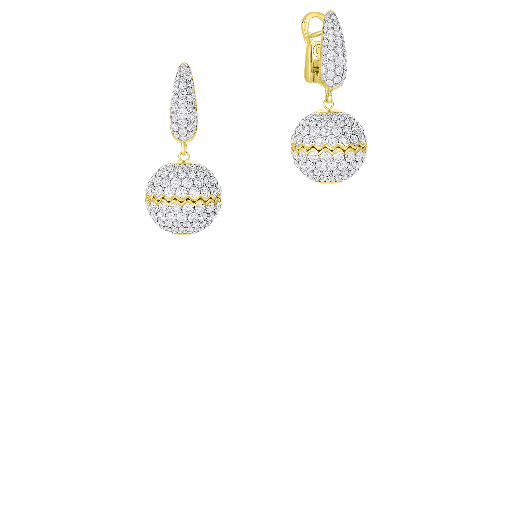 Серьги с бриллиантами, жёлтое золото