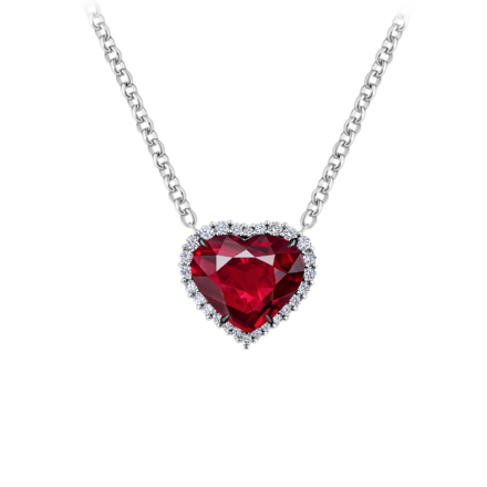 Колье с рубином и бриллиантами, белое золото 1