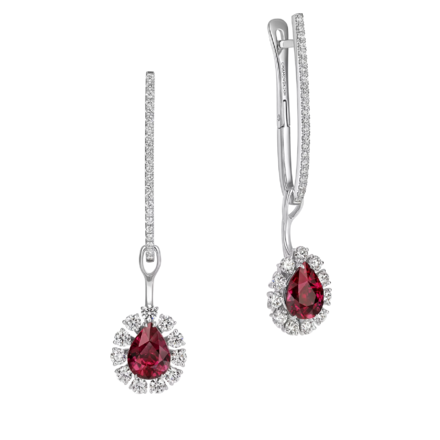 Серьги с рубинами и бриллиантами, жёлтое и белое золото 2