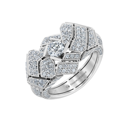 Кольцо с бриллиантами, белое золото 1