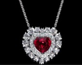 Колье с рубином и бриллиантами, белое золото