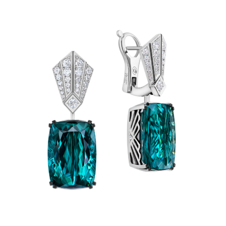 Серьги с турмалинами индиголитами и бриллиантами, белое золото 1