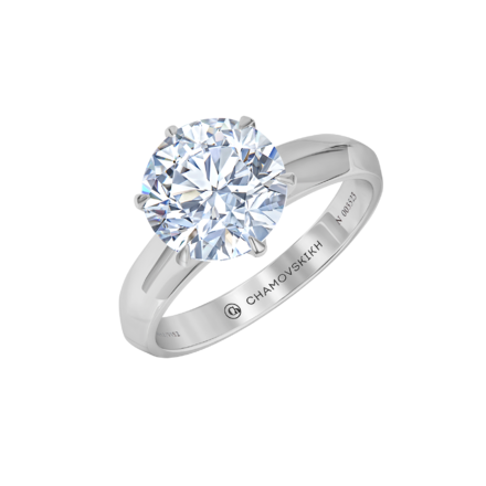 Кольцо с бриллиантом, белое золото 1