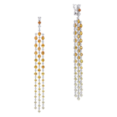 Серьги с цветными сапфирами и бриллиантами, белое золото