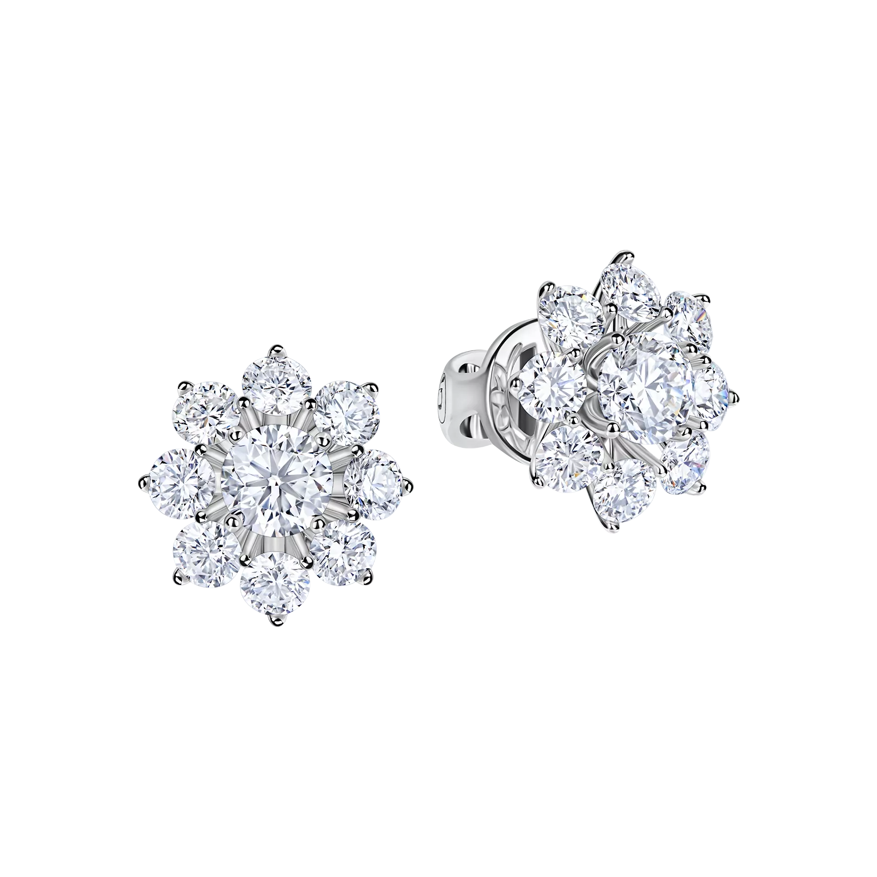 Пусеты с бриллиантами, белое золото