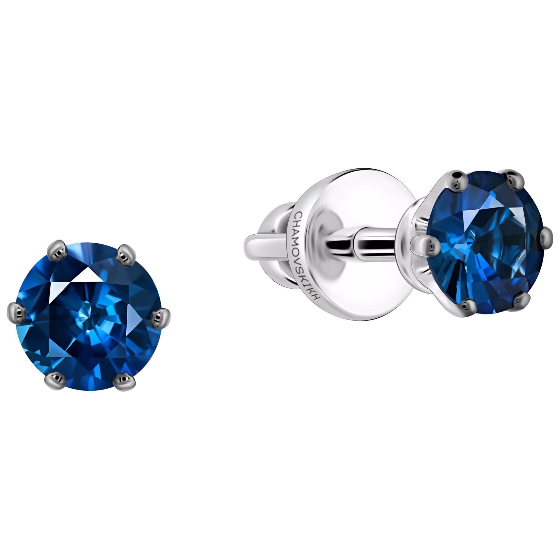 Пусеты с сапфирами, белое золото, н.керамика