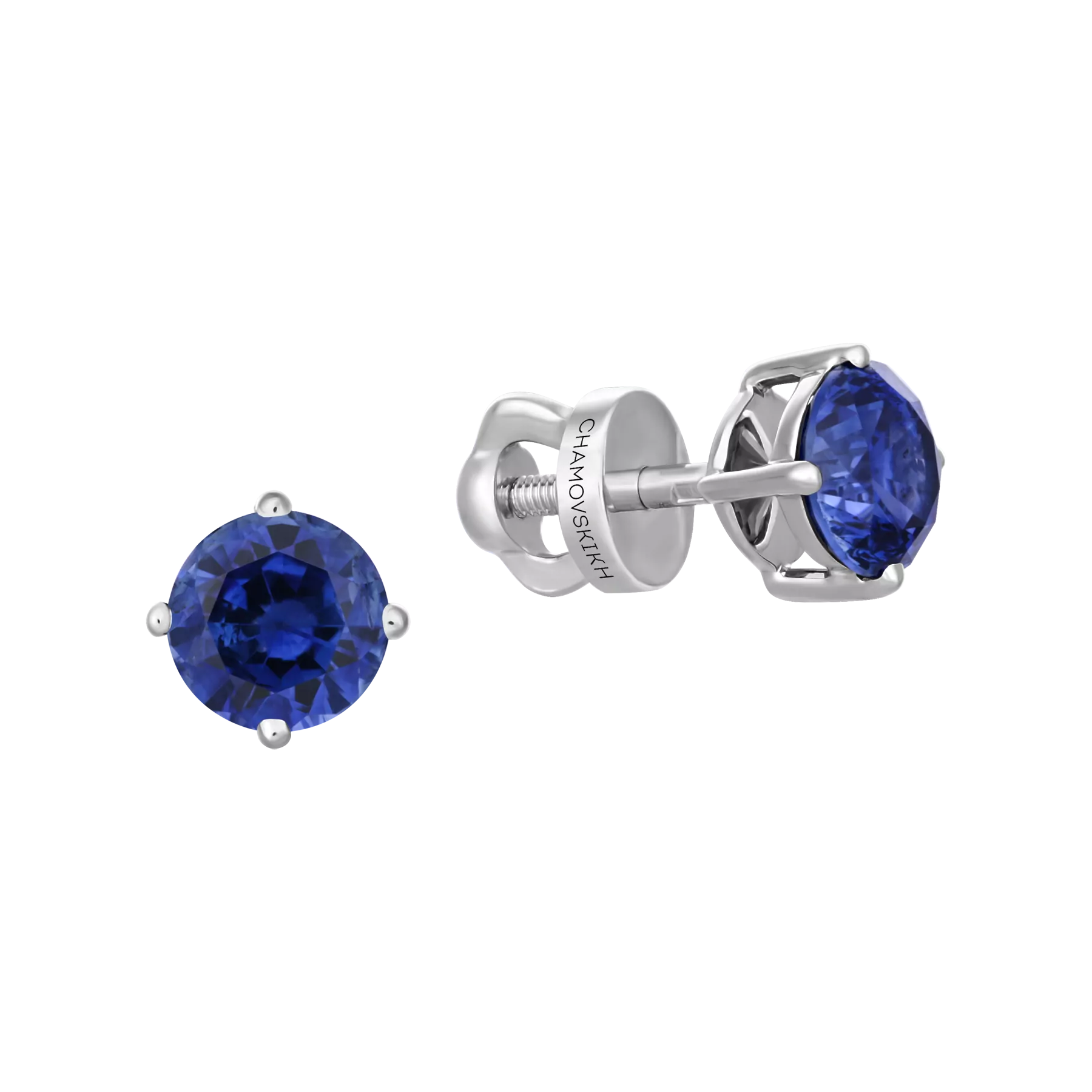 Пусеты с сапфирами, белое золото