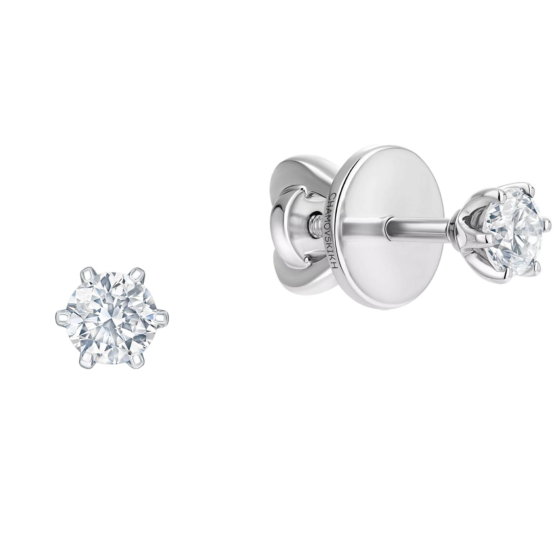 Пусеты с бриллиантами, белое золото