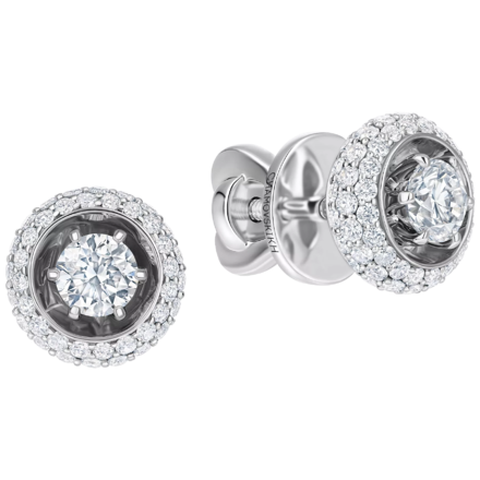 Пусеты с бриллиантами, белое золото 1