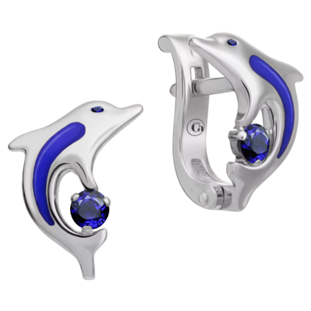 Серьги c сапфирами, белое золото, н.керамика 1