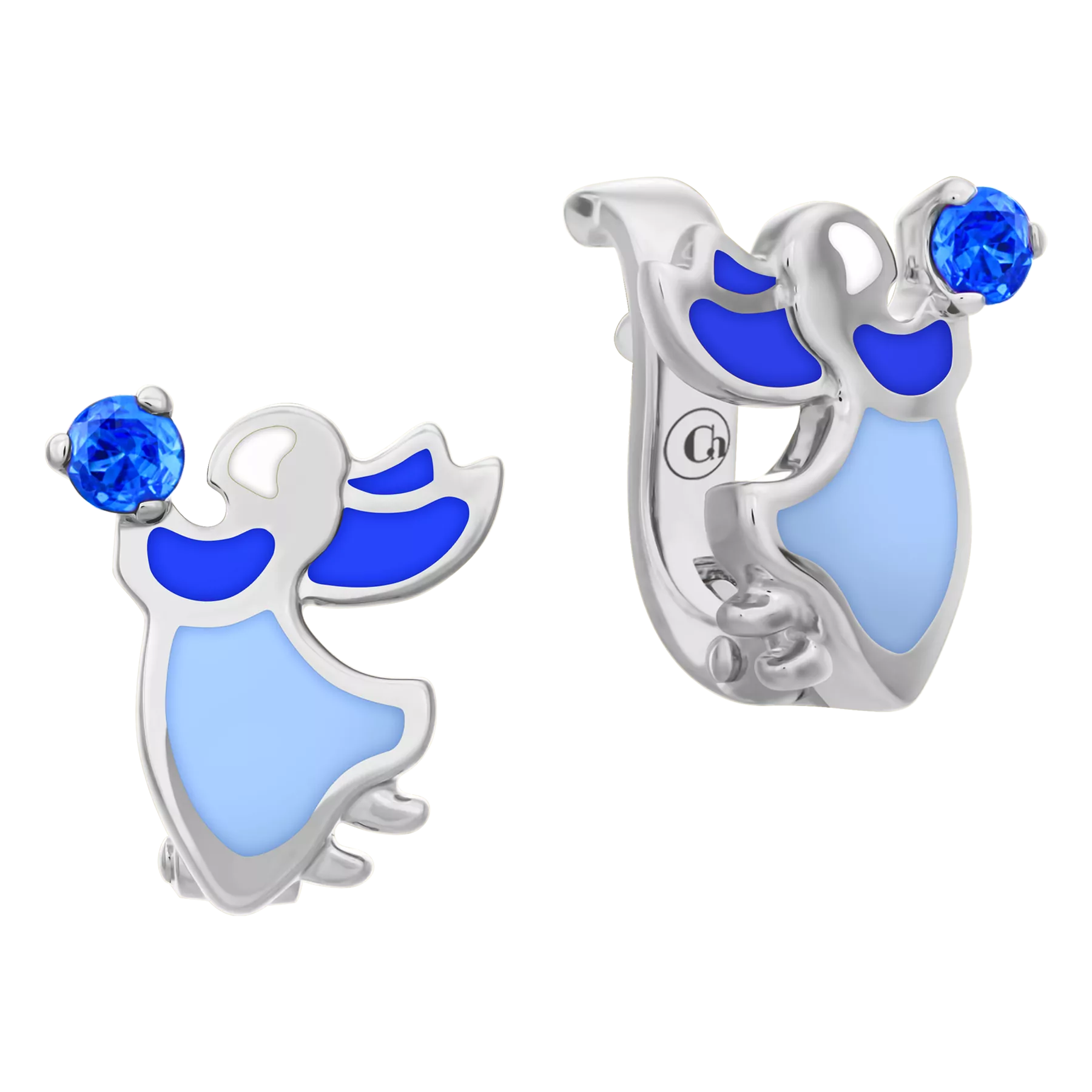 Серьги с сапфирами, белое золото, н.керамика