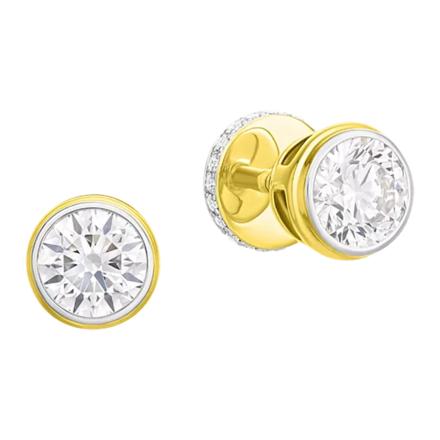 Пусеты с бриллиантами, жёлтое золото, н.керамика 1