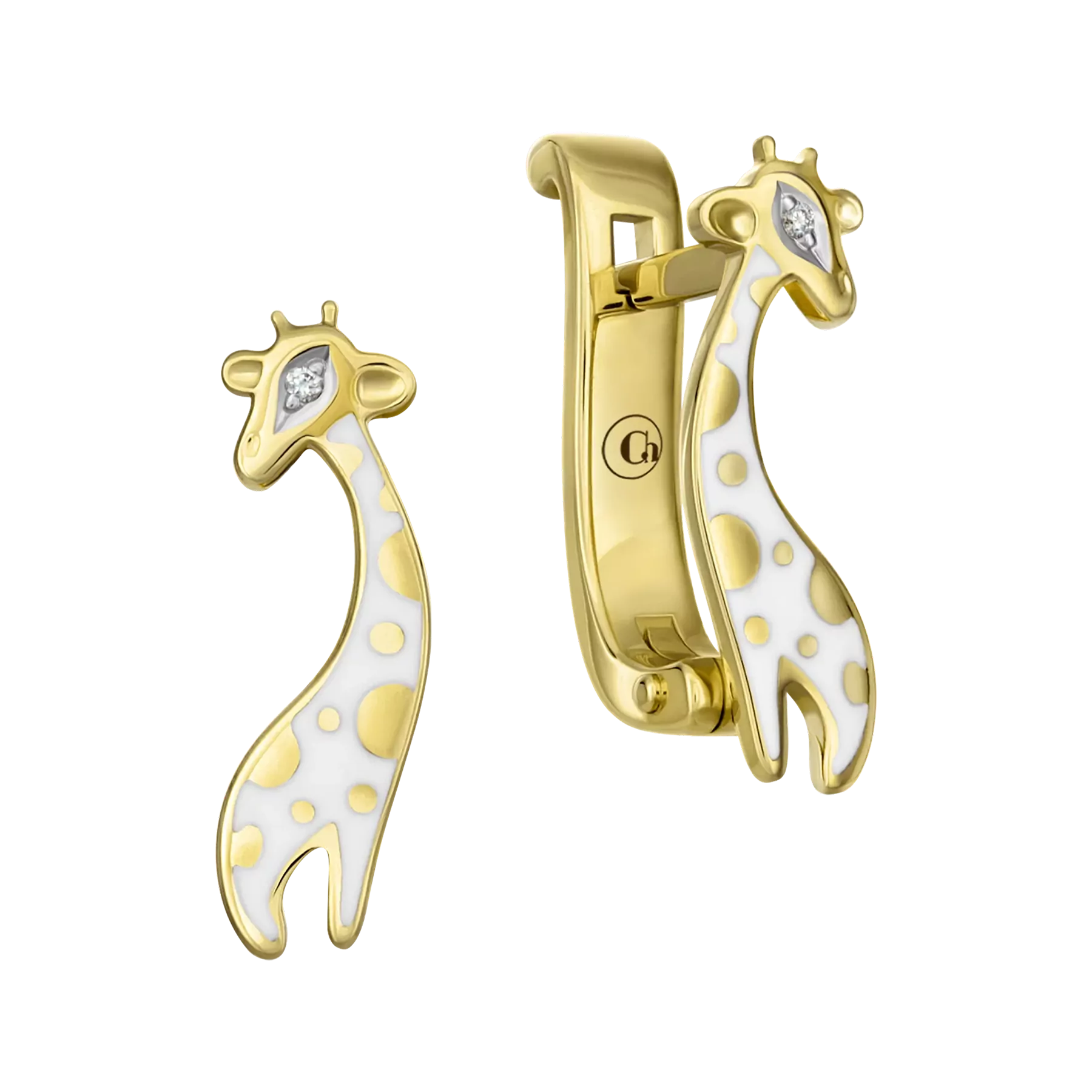 Серьги с бриллиантами, желтое золото, н.керамика