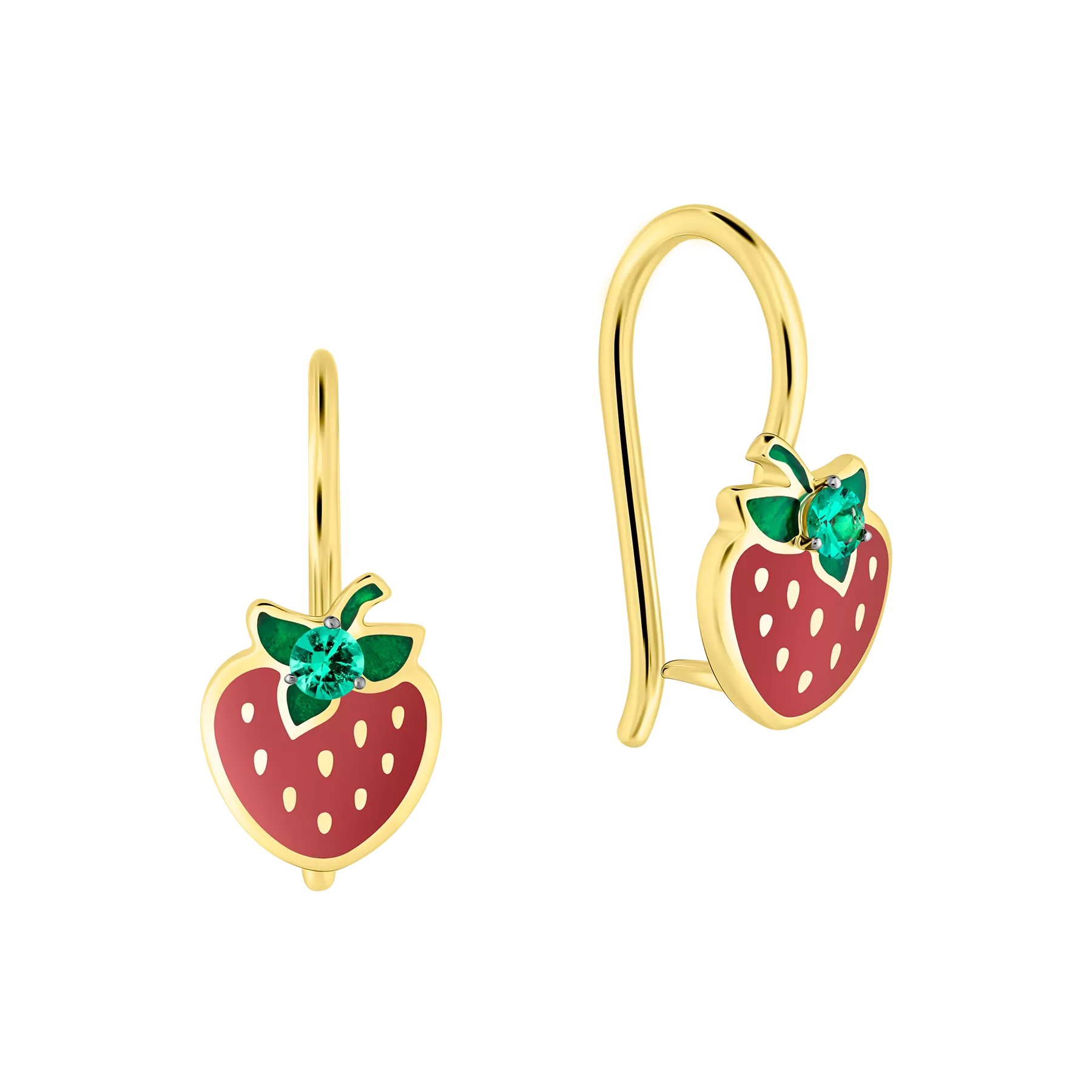 Серьги с изумрудами, жёлтое золото, н.керамика