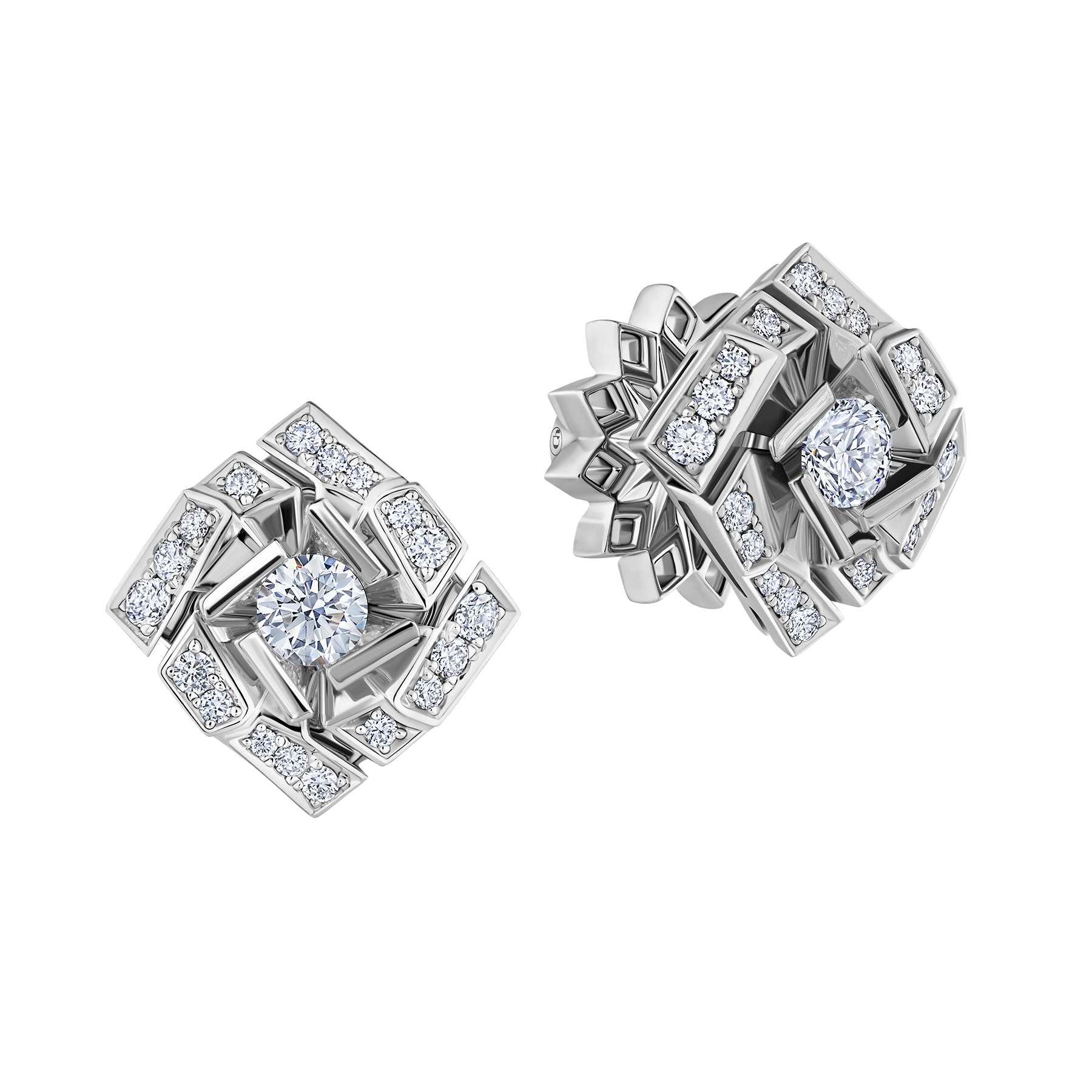 Пусеты с бриллиантами, белое золото