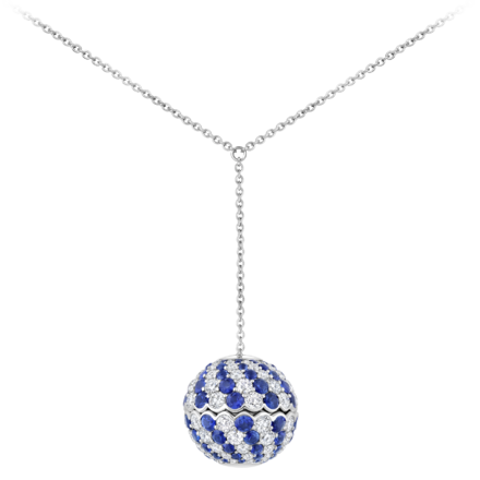 Колье с бриллиантами и сапфирами, белое золото 1