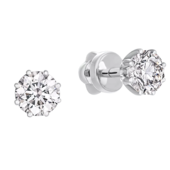 Пусеты с бриллиантами, белое золото, н.керамика