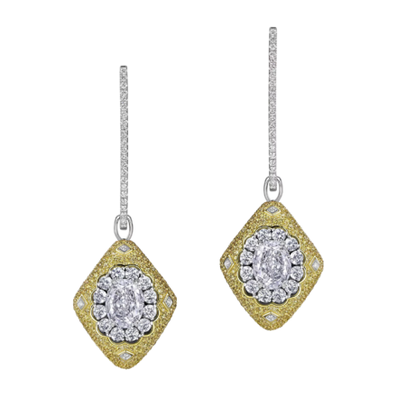 Серьги с бриллиантами, жёлтое и белое золото 1