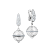 Серьги с бриллиантами, белое золото, белая н.керамика